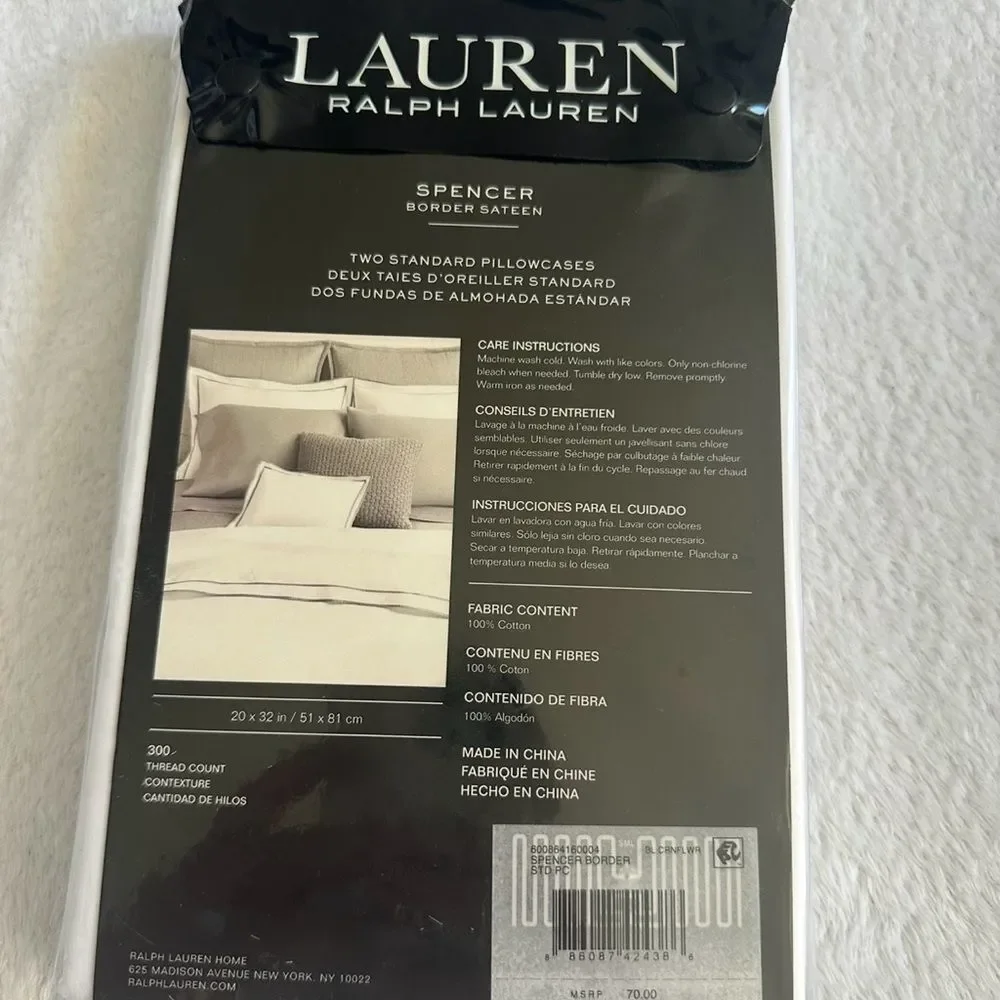 Ralph Lauren Spencer border satin pillowcase - standard